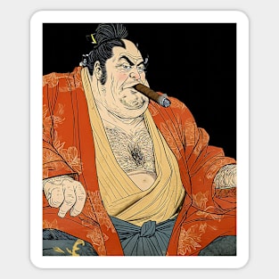 Puff Sumo: Cigars Are My Therapy on a dark (Knocked Out) background Sticker